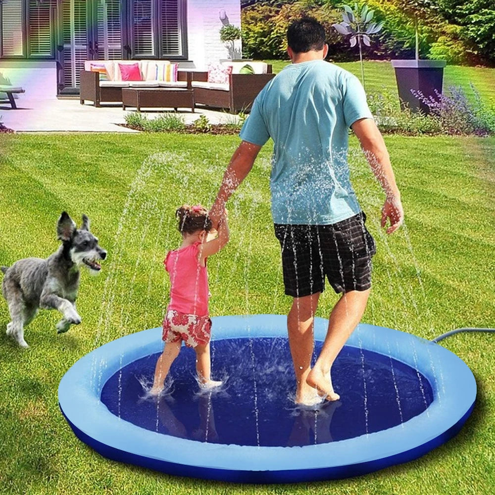 Alfombrilla rociadora de agua inflable para perros, para verano, para jugar en la bañera, para piscina, juguetes para perros al aire libre, almohadilla rociadora para mascotas