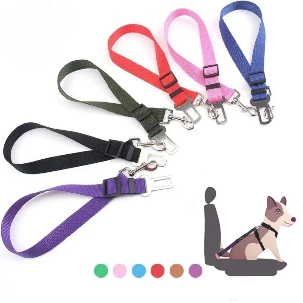 Adjustable Pet Cat Dog Car Seat Belt Pet Seat Vehicle Dog Harness Lead Clip Safety Lever Traction Dog Collars Dogs Accessoires