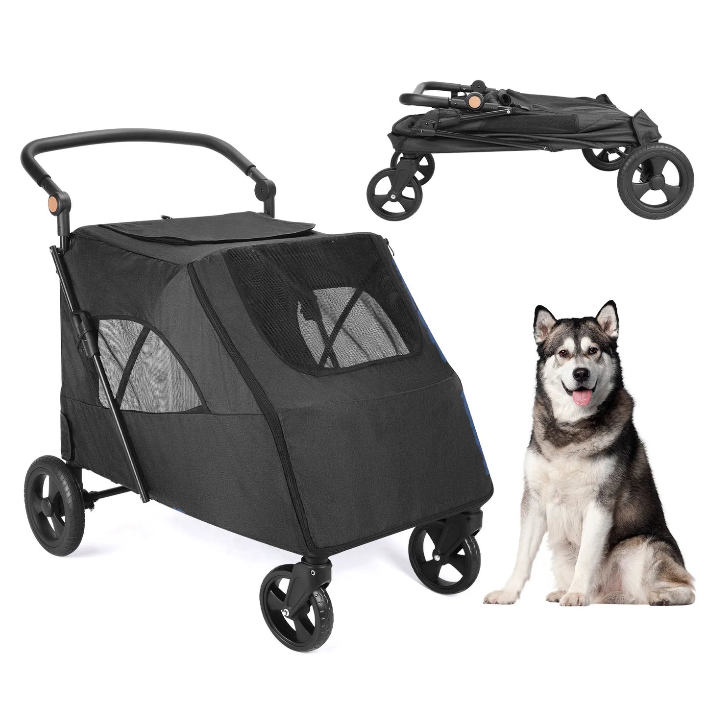 ﻿ Wedyvko Medium or larger Pet Stroller 4-Wheel Dog Travel Stroller Jogger for Cat Pet Suplies Outdoor carrinho de bebe