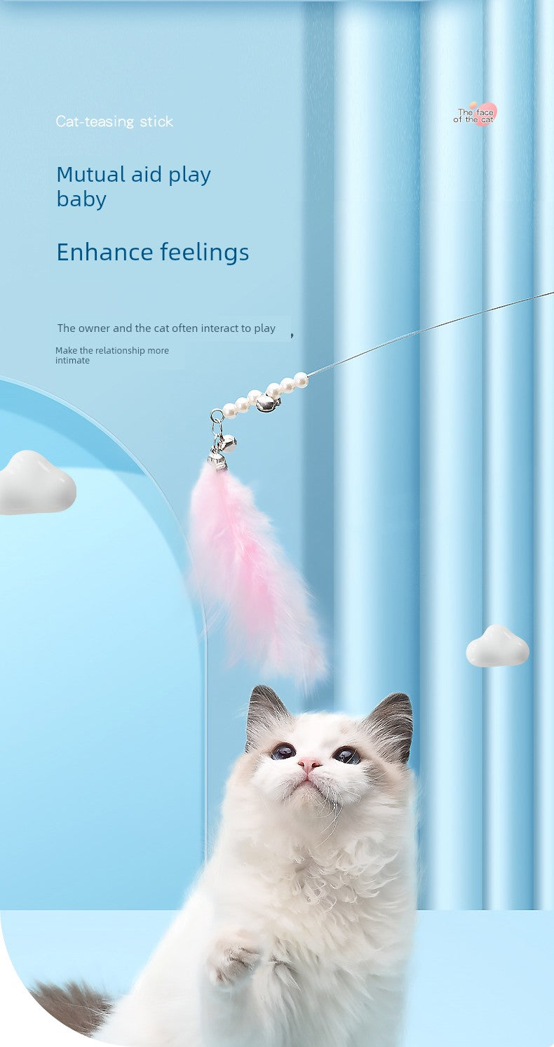 Relieving Boredom Handy Gadget Long Brush Holder Bell Badminton Cat Teaser