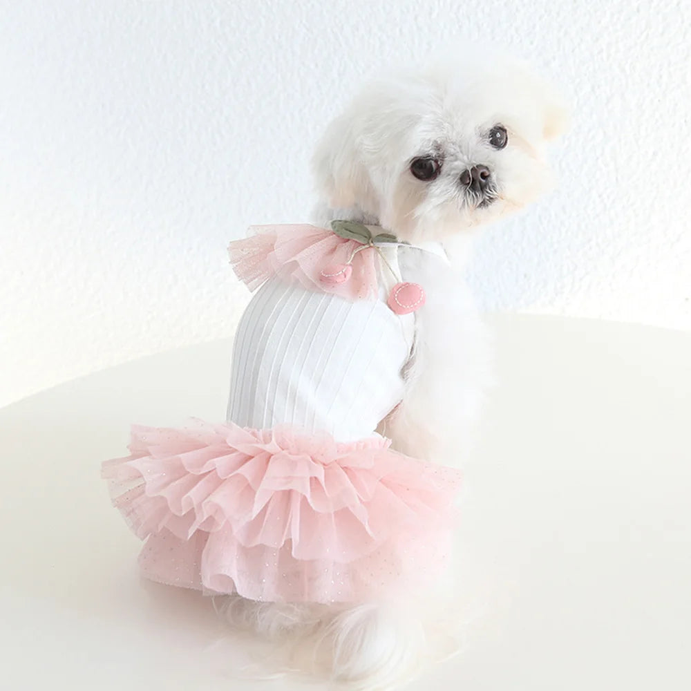 Dogs and Cats Dress Skirt Cherry Gauze  Design Pet Puppy Spring/Summer Clothes Outfit 3 Color