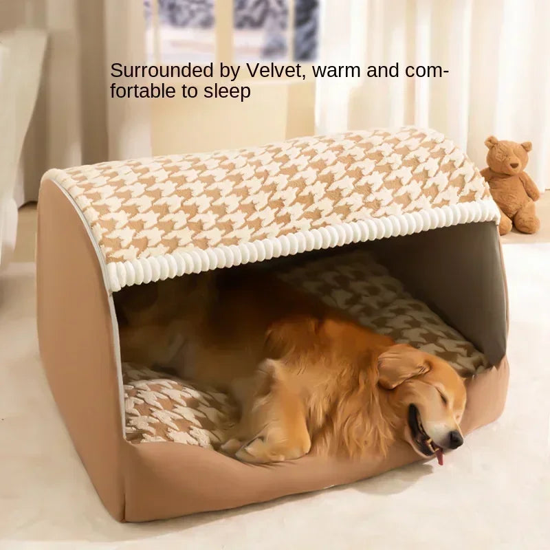 New Autumn and Winter Dog Thousand Birds Check Large Dog Golden Retriever Big Deep Sleep Cat Kennel Pet Kennel Gifs Bed