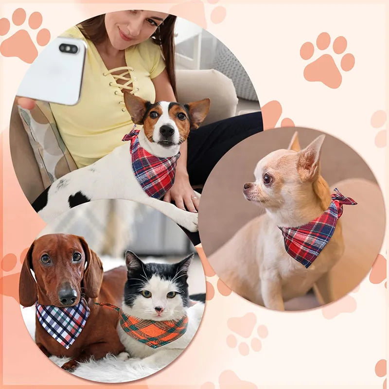 Bandanas para perros y gatos Bandana a cuadros para perros Bandana lavable para cachorros Baberos triangulares para perros Bufandas Accesorios para mascotas para niñas y niños