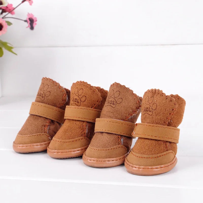 4Pcs/Set Pet Shoes Non Slip Wear Resistant For Small Medium Dogs Outdoor Winter Warm Snow Boots for Puppy French Bulldog Shoes