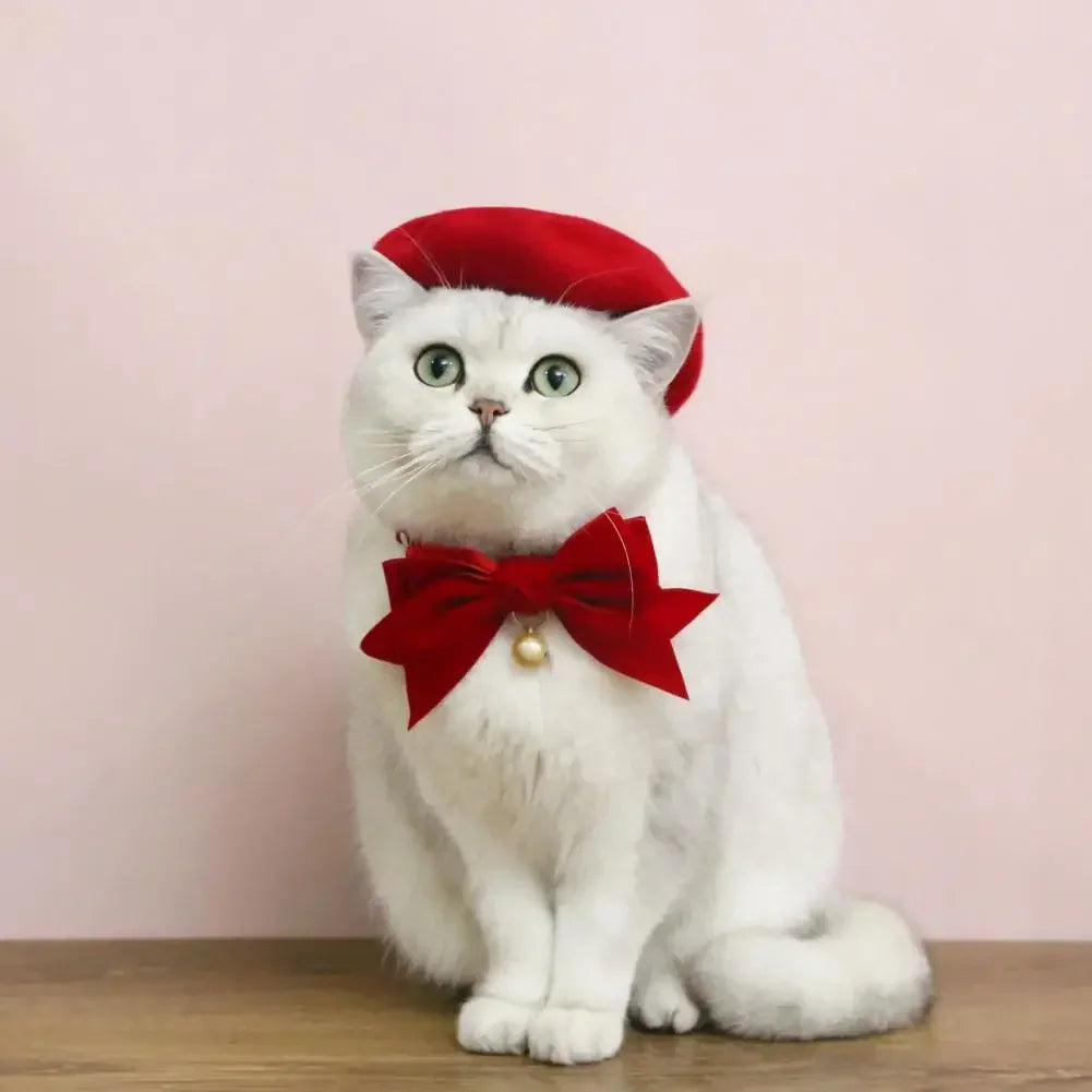 Pet Collar Exquisite Comfortable Decorative Pet Kitten Cat Velvet Bowknot Neck Circle Neck Bow Pet Accessories