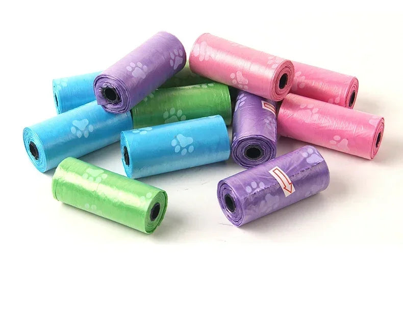 1-15Roll Pet Dog Poop Bags Dispenser Collector Garbage Bag Puppy Cat Pooper Scooper Bag Small Rolls Outdoor Clean Pets Supplies