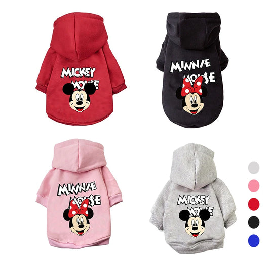 2024 New Disney Pet Dog Clothes Minnie Mouse Hoodie Companion Cozy Puppy Small Medium Dog Sweatshirt French Chihuahua Pug S-xxl