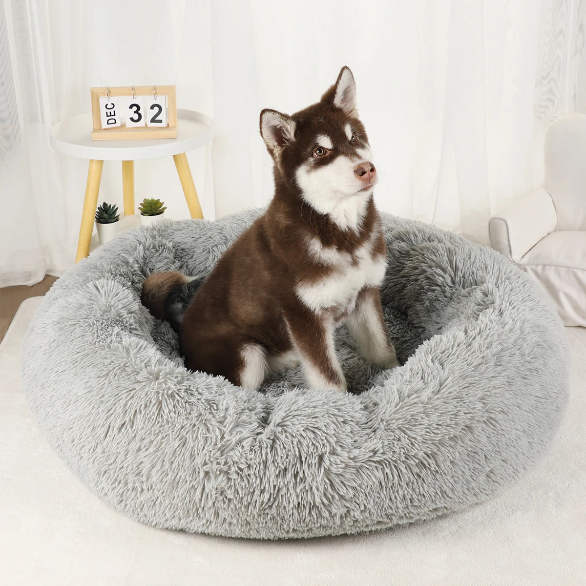 Dog Bed Donut Big Large Round Basket Plush Beds for Dogs Medium Accessories Fluffy Kennel Small Puppy Washable Pets Cat Products