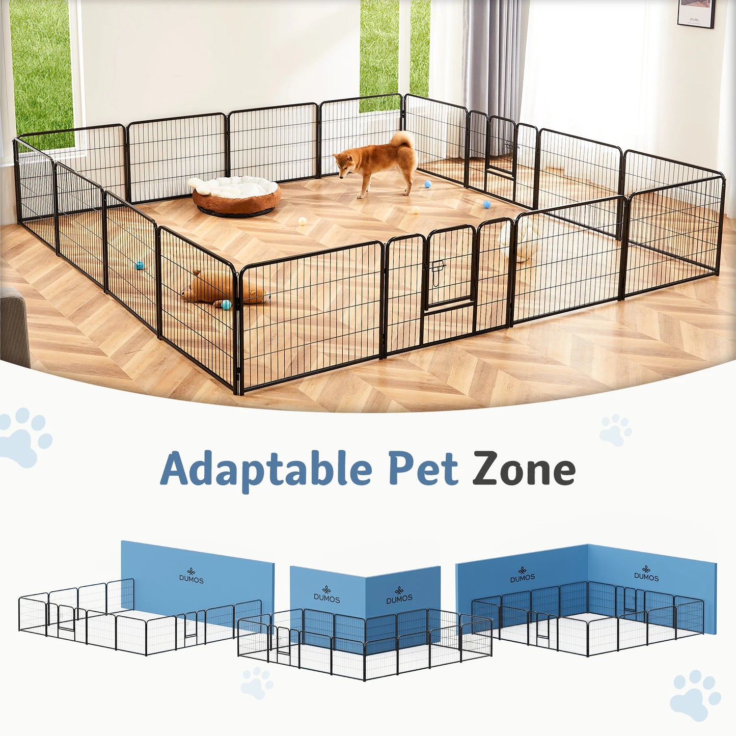 JHK 16 Panel Dog Playpen Indoor Pet Fence Exercise for Yard Gate Heavy Duty Crates with Doors Metal Dog Pen for Camping Outdoor