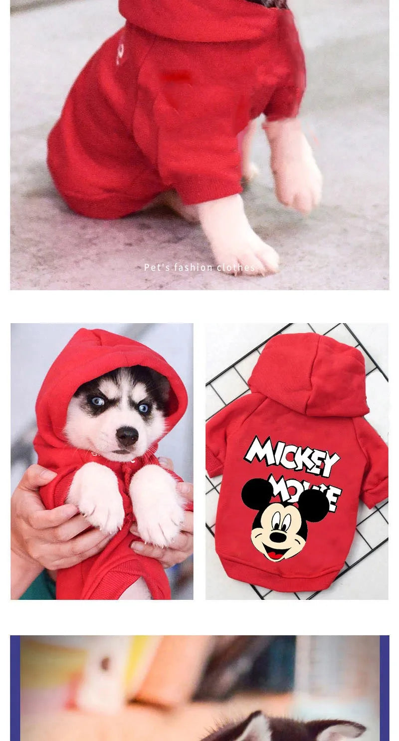 Disney Winter Pet Dog Clothes Cute Mickey Minnie dogs hoodies French Bulldog for Small Medium Dogs Sweatshirt Yorkshire perro