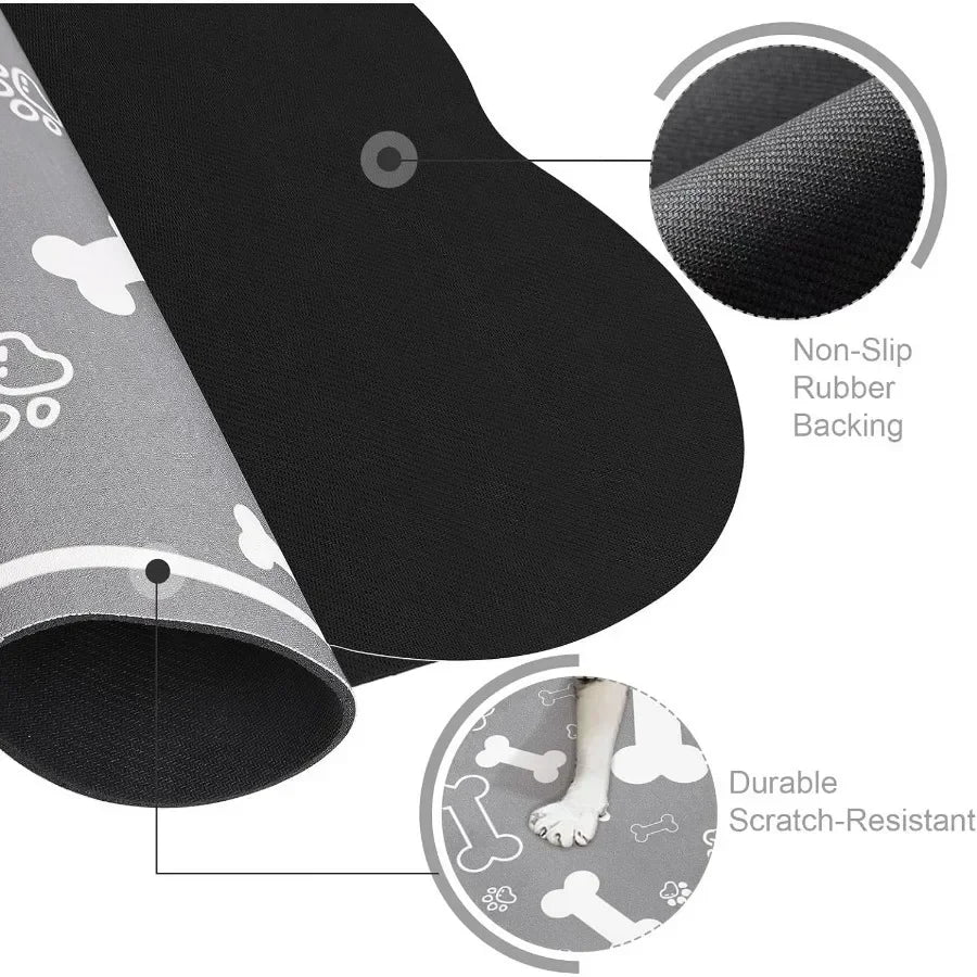 Bone-Shaped Quick-Dry Pet Feeding Mat with Non-Slip Rubber Backing - Stain-Resistant Diatom Mud Dog & Cat Bowl Placemat