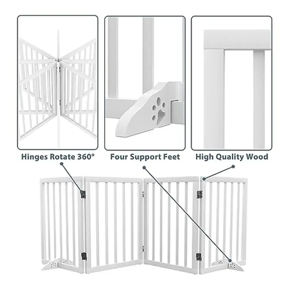 Wooden Foldable Dog Gate Panel Pet Fence Freestanding Indoor House Puppy Cat Barrier I/U/Z Shape 18.5-74" Wide White Wood Gates