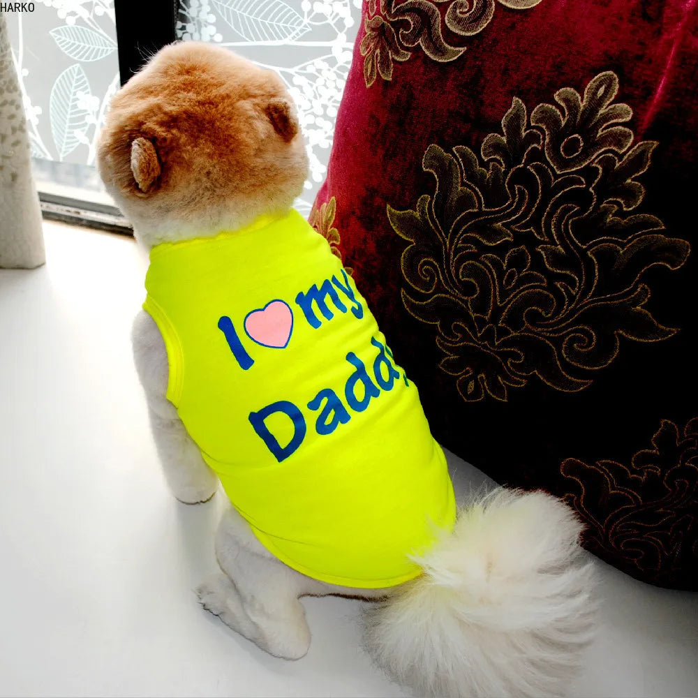 T-shirt d'été imprimé mignon pour animaux de compagnie, vêtements pour chiots, chiens, chats, gilet en coton, vêtements pour carlins, costumes pour chiens, vêtements pour petits chiens