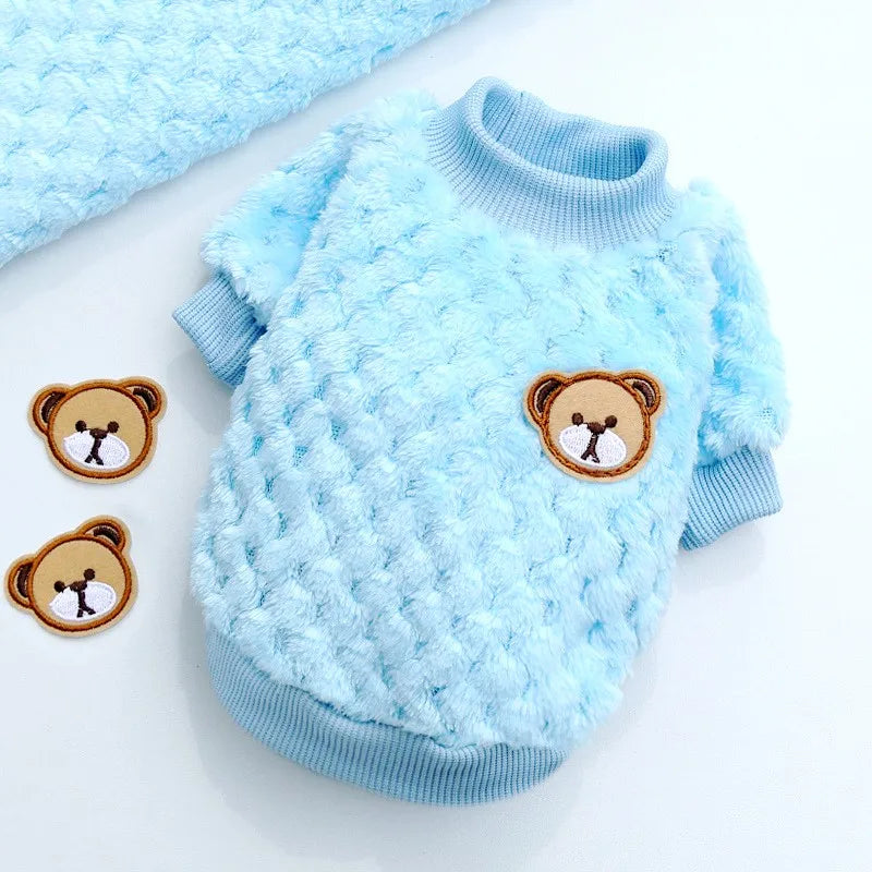 Winter Warm Dog Hoodies Pet Dog Clothes Soft Puppy Pullover Cute Bear Print Cat Sweatshirt Fashion Pet Hoodies Chihuahua Clothes