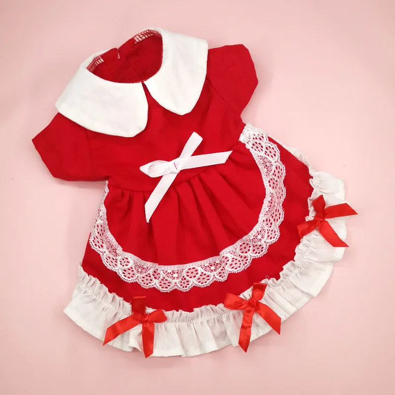 Pet Christmas Maid Dress Dog Clothes Cute Lace Cake Dress Sweet and Lovely Pet Clothes Cat Dress Dog Dresses for Small Dogs