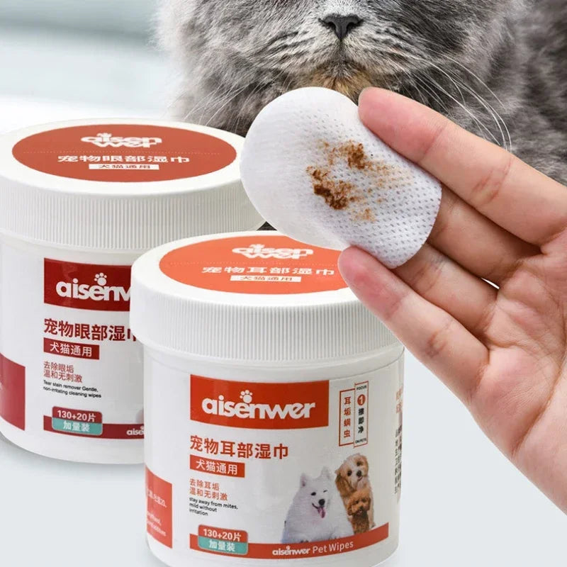 150PCS Pet Specific Cleaning Wipes Ear Cleaning Eye Cleaning Tear Removal Cat and Dog Universal Canned for Easy Carrying