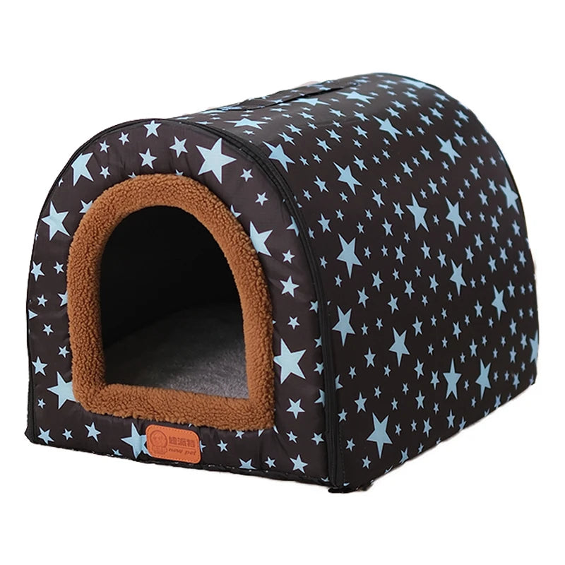 Removable Dog Warm House Washable Pet bed for Large Medium Dogs Travelling Portable Dot Print Flower Pet House Sleeping Bed