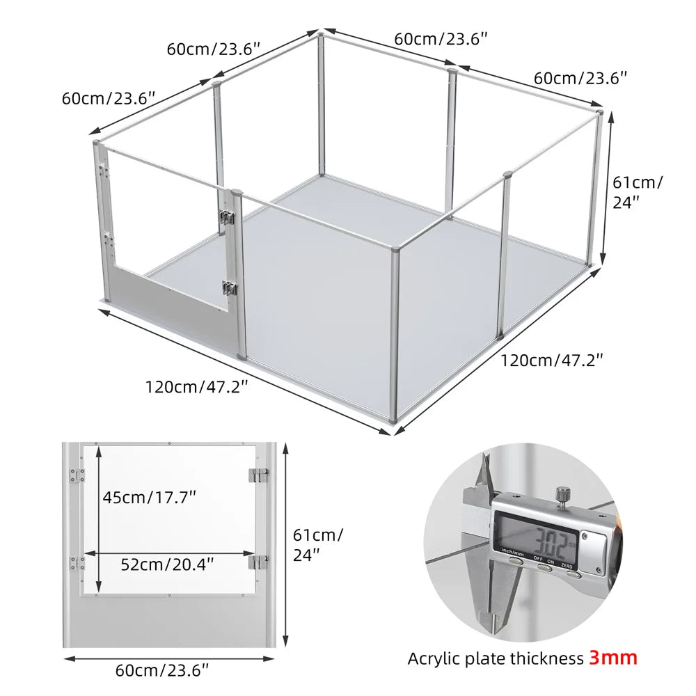 Extra Large Dog Playpen Acrylic Enclosure Pet Animal Bunny Ferrets Dog Fence Cage Pet Whelping Box with Waterproof Fertility Pad