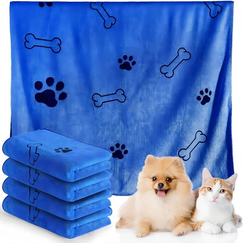 Pet Towel 60x100cm Drying Dog Cat Bath Towel Microfiber Quick-drying Dog Claw Absorbent Blue Grey Bath Towel Pet Bath Products