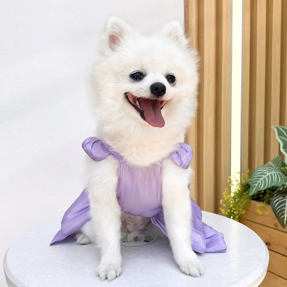 Pet Wedding Dress Dress Bow Skirt Dog Cat Clothing Pull Teddy Bears Spring/Summer Puppy Clothes Dog Clothes for Small Dogs