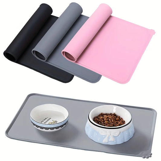 Pet Bowl Food Mat Silicone Dog Cat Feeding Mat Non-Stick Waterproof Pet Food Feeding Pad Pet Feeder Tray Water Cushion Placemat