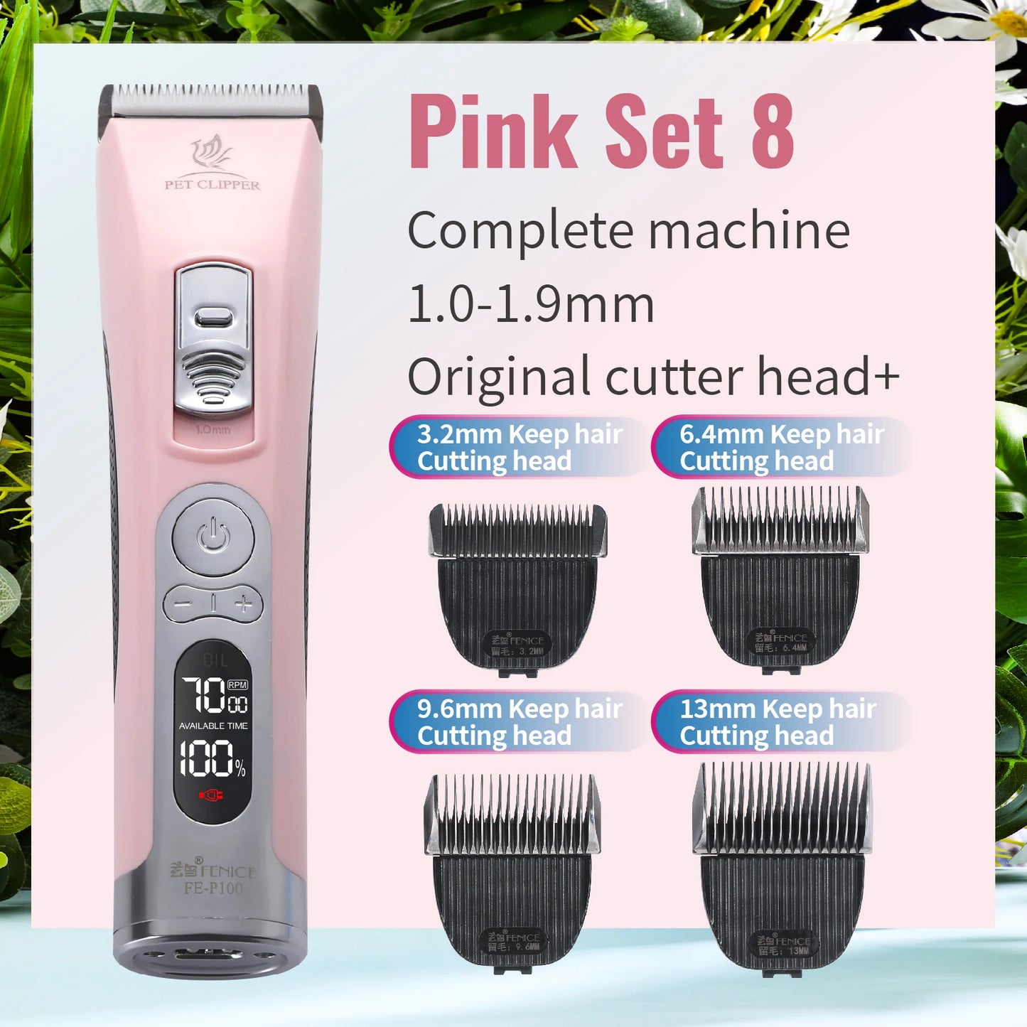 Fenice Clipper Dogs Professional LCD Screen Pet Cat Clippers Electrical Grooming Trimmer and Blade Rechargeable Haircut Machine