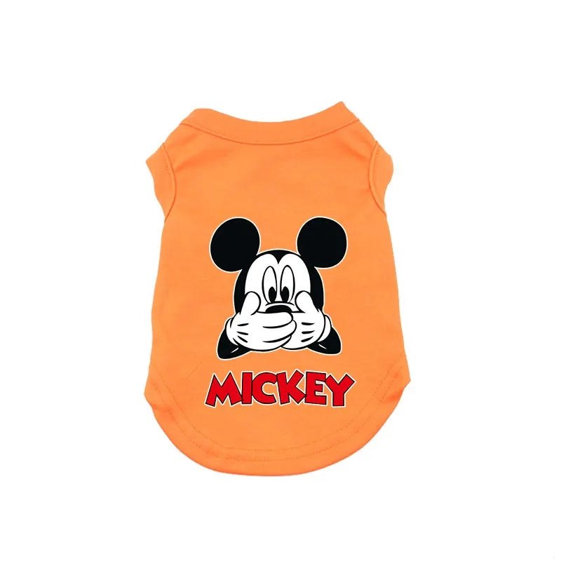 Disney Cartoon Dog Cat Vest Summer Pet Dogs Clothes Mickey And Minnie Dog Shirt for Small Medium Puppy French Bulldog Ropa Perro