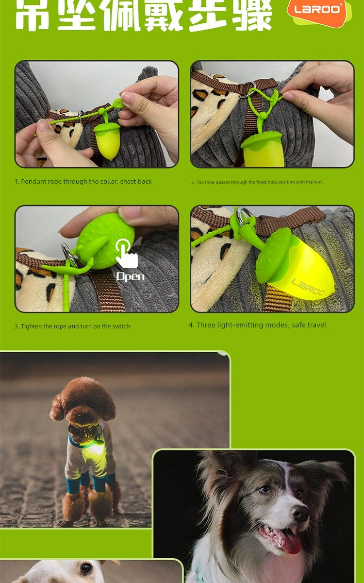 Dog Hazelnut Pendant Luminescent Lamp Pet Led Rechargeable Luminous Collar Anti-Lost Walking Dog Light