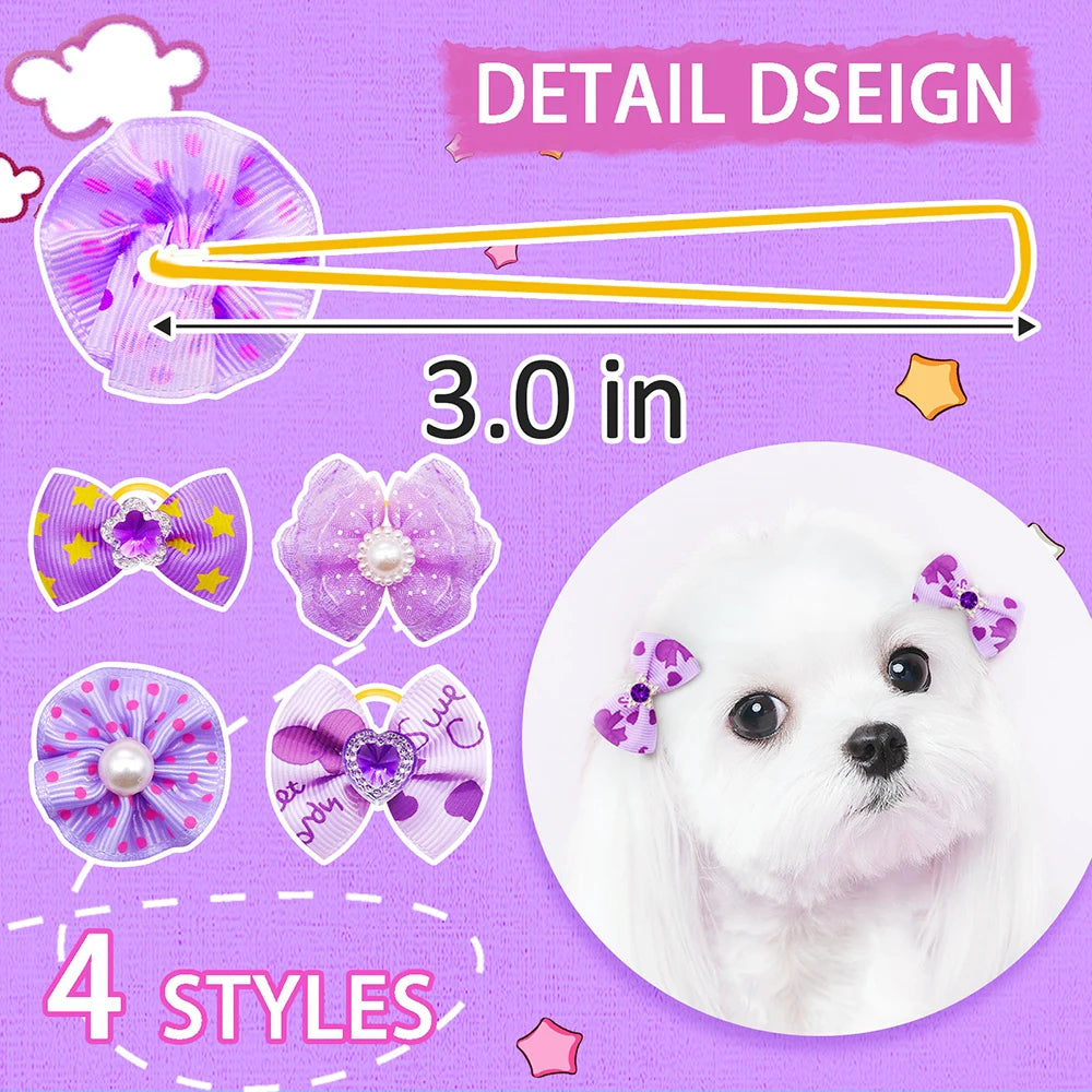 20/30 piezas de accesorios para el cabello de mascotas, lazos para perros con diamantes de perla, lazos para el cabello para perros pequeños, accesorios para el cuidado de mascotas