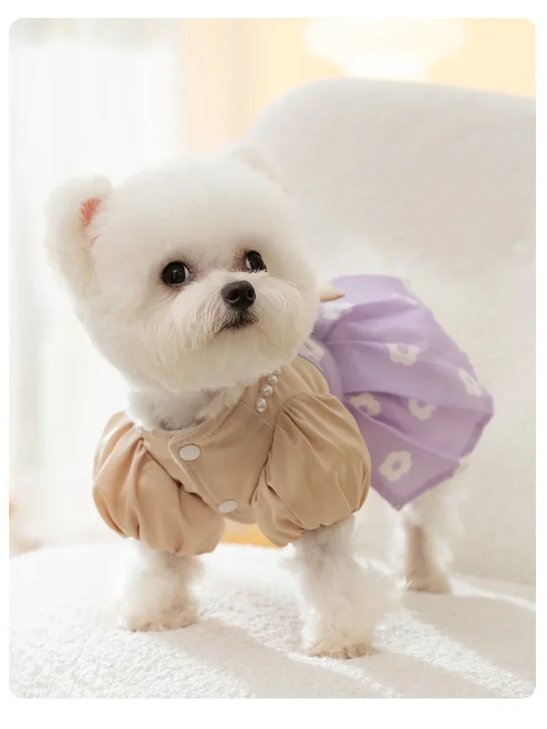 Puppy Princess Dress Autumn Winter Fashion Skirt Pet Harness Small Dog Chihuahua Yorkshire Pomeranian Warm Sweater Cat Shirt