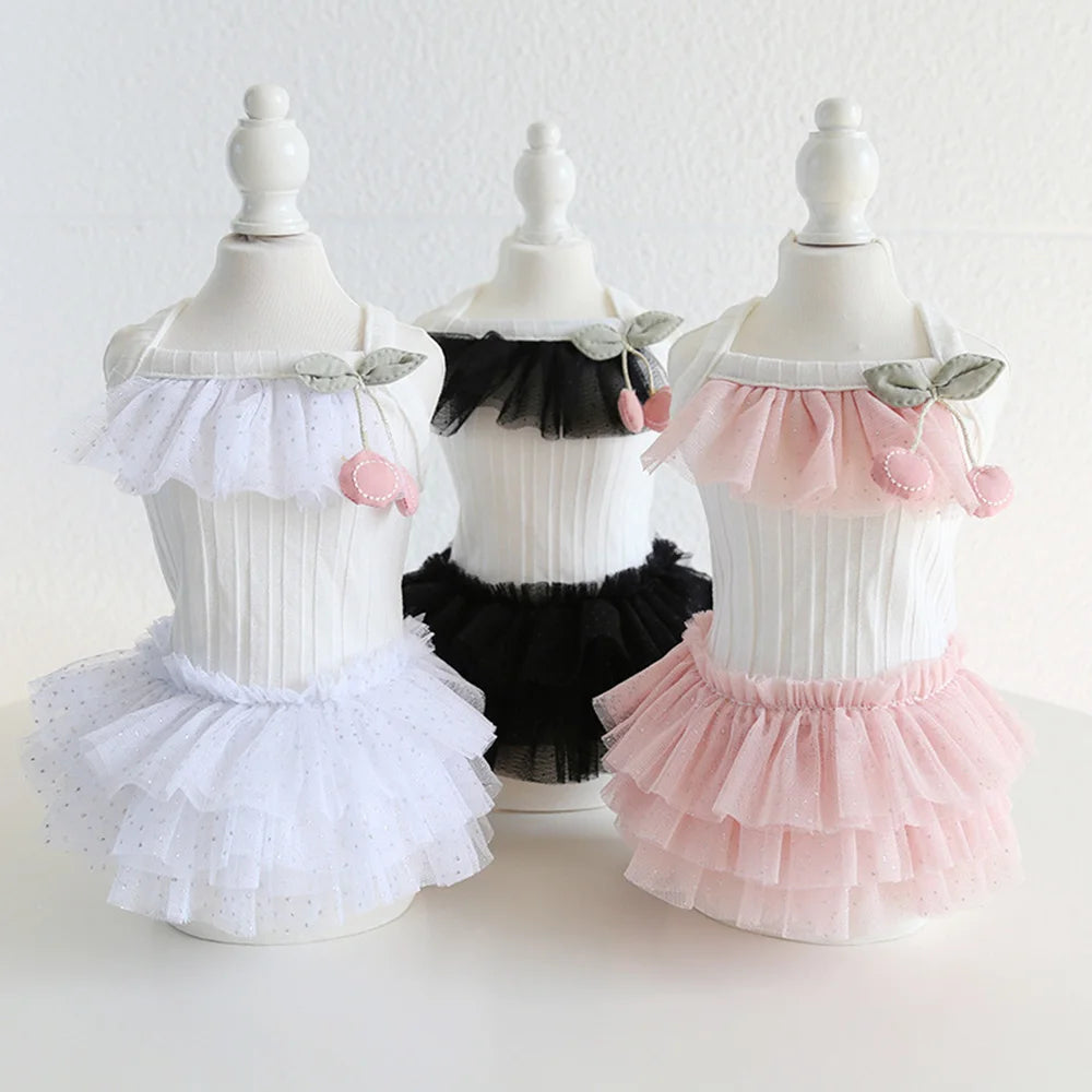 Dogs and Cats Dress Skirt Cherry Gauze  Design Pet Puppy Spring/Summer Clothes Outfit 3 Color