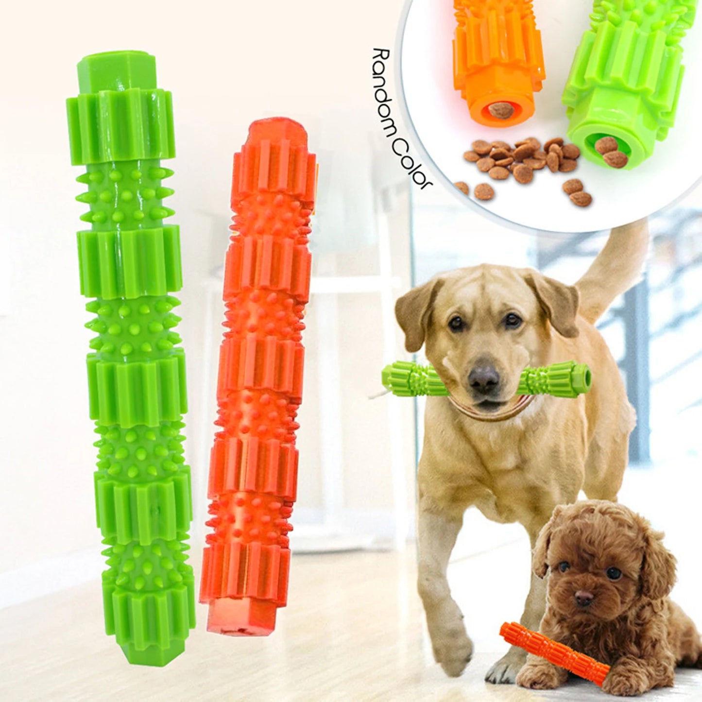 Pet Dog Chew Toy for Aggressive Chewers Treat Dispensing Rubber Teeth Cleaning Toy Squeaking Rubber Dog Toy Toys for Dogs 1Pc