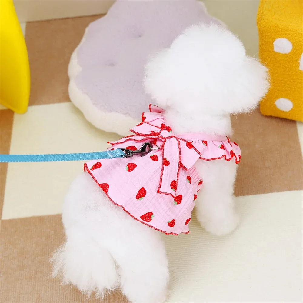 Strawberry Pattern Summer Dress for Dog Pet Clothing Dog Suspender Skirt Cats Puppy Cute Dog Costume Supplies