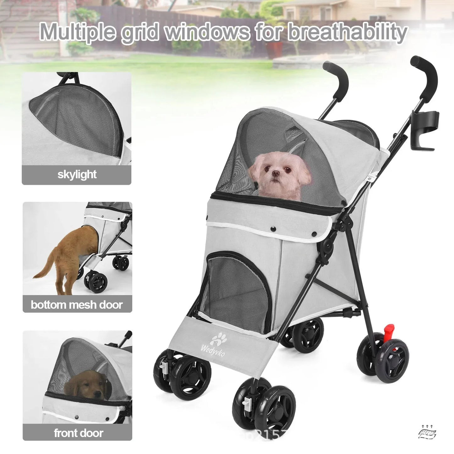 Pet Cart Dog Cat Teddy Go Out Small and Medium Portable Multi-function Folding Travel Cart