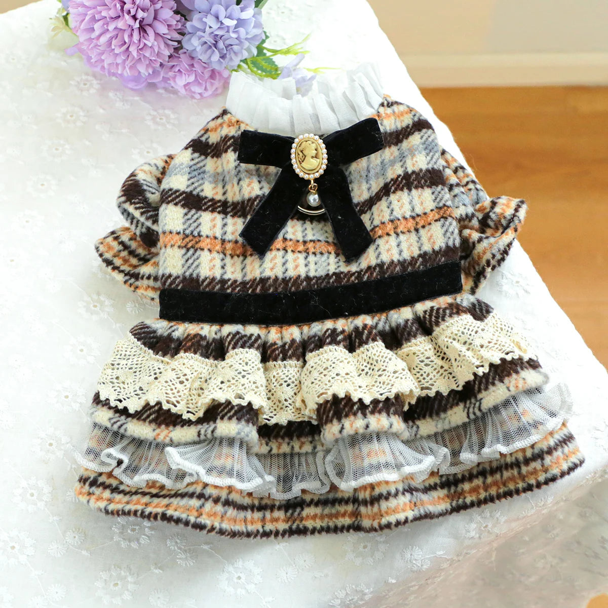 1PC Pet Clothing Spring and Autumn Maillard Dress Wedding Princess Dress Suitable for Small and Medium sized Dogs