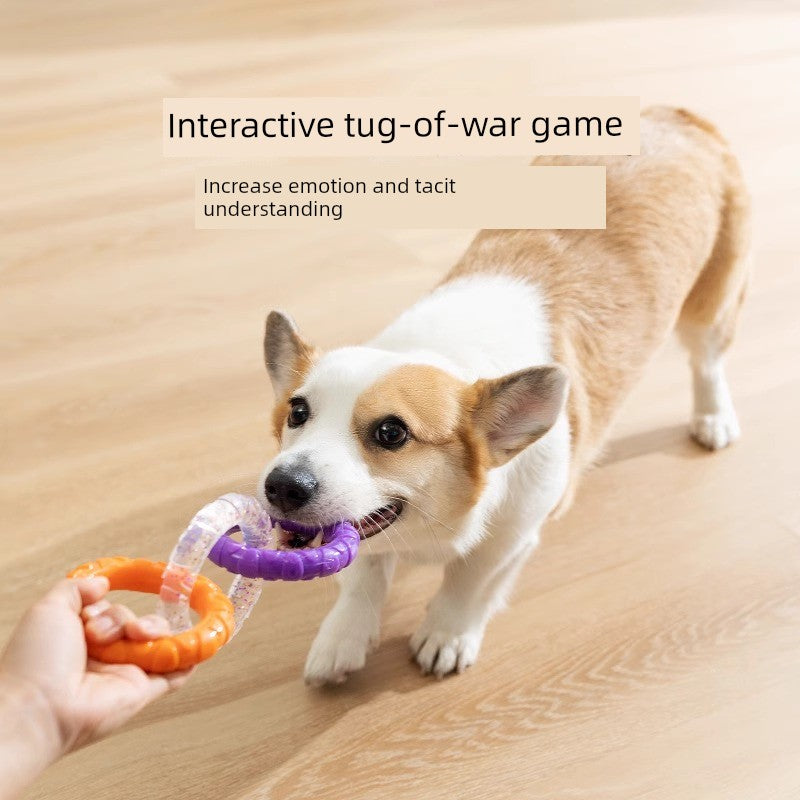 Hot Bite-Resistant Dog Pull Ring Toy Molar Tug-of-War Pull Toy Doggy Bite-Resistant Pet Puppy Relieving Boredom