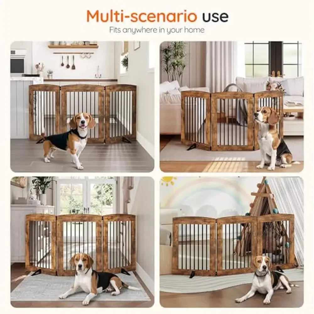 Expandable Indoor Pet Gate Sturdy 3 Panel Folding Dog Fence Easy Setup Design