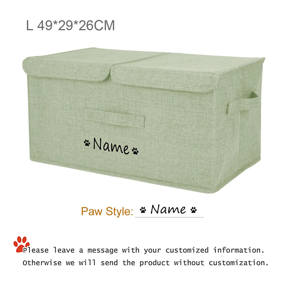 Custom Dog Pet Toy Box Personalised Name Dog Accessory Storage Bin with Lid Cat Pet Organizer Storage Basket For Toys Blanke