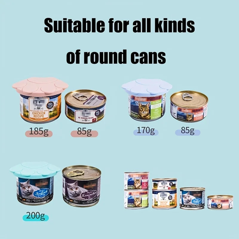 Portable Dog Cat Canned Lid Set Silicone 2-in-1Food Sealer Spoon Pet Food Cover Storage Fresh-keeping Lids Bowl Dog Accessories