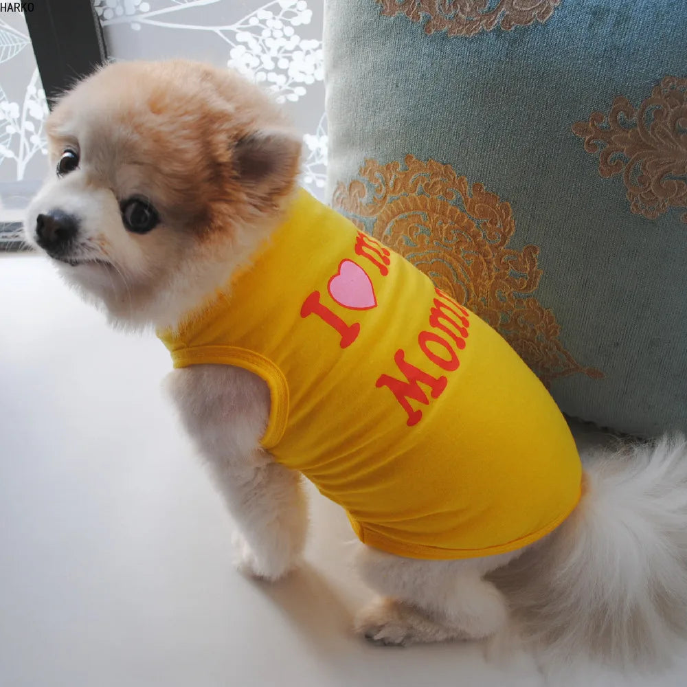 T-shirt d'été imprimé mignon pour animaux de compagnie, vêtements pour chiots, chiens, chats, gilet en coton, vêtements pour carlins, costumes pour chiens, vêtements pour petits chiens