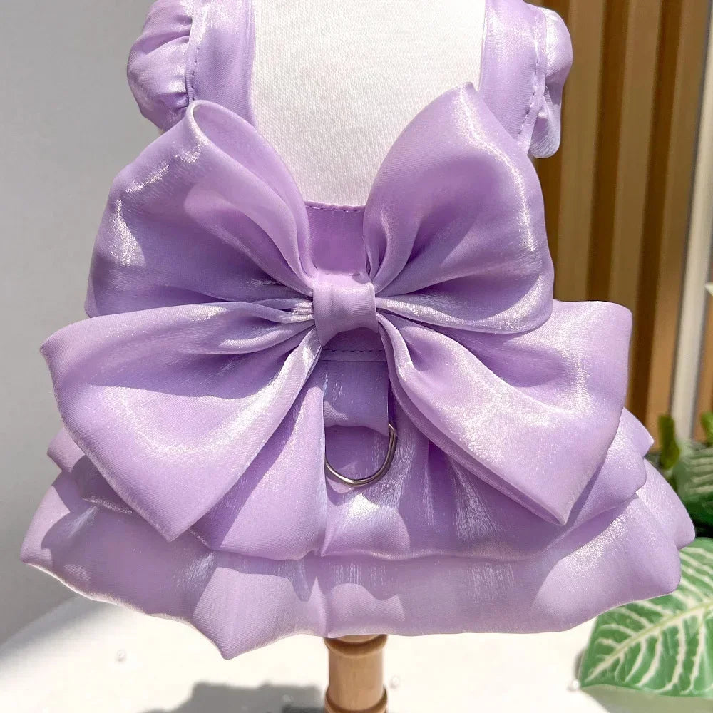 Spring Summer Dog Princess Dress Big Bowknot Pet Skirt for Small Dogs Cats Schnauzer Shih Tzu Puppy Clothing