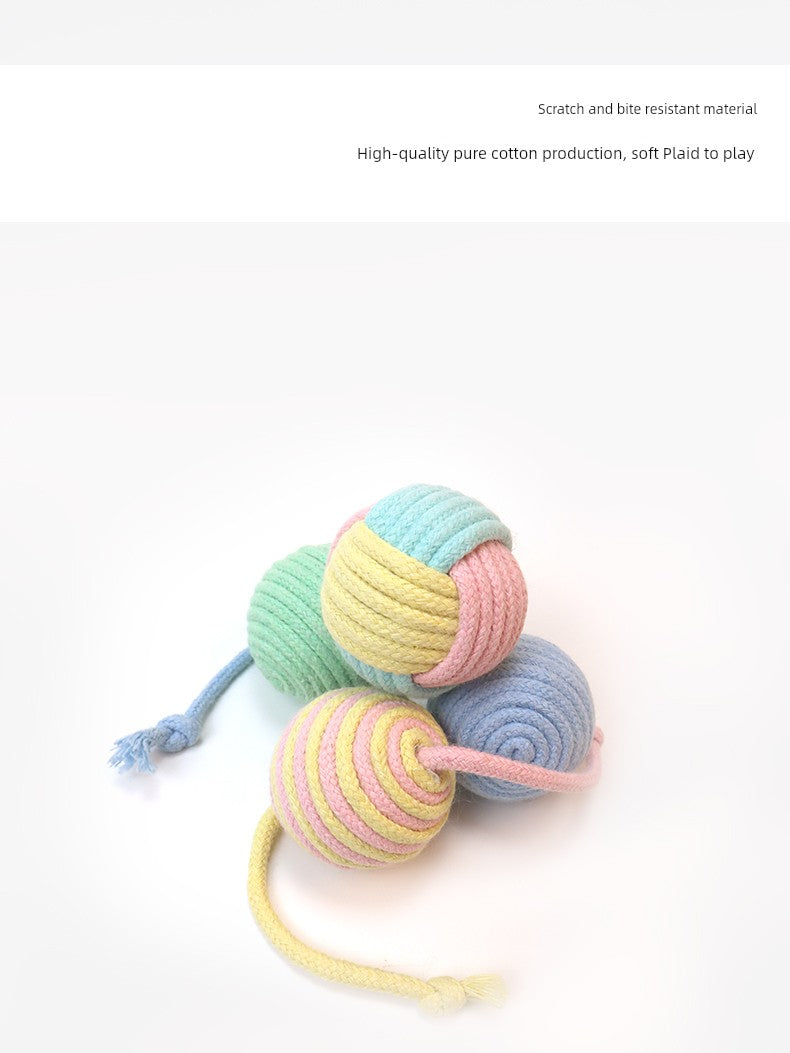 Yuanzhang Meow Cat Toy Ball Cat Teaser Bite-Resistant Ball Scratch-Resistant String Bell Self-Hi Relieving Stuffy Interaction Cat Supplies