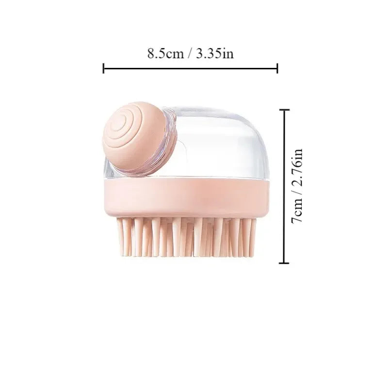 Pet Bath Brush Soft Silicone With Shampoo Dispenser Gentle Massage For Grooming And Cleaning Fur And Hair