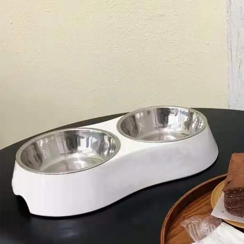 Luxury Stainless Steel Dog Bowls Non Slip Designer Pet Food Water Feeder Set Pet Bowls With Placemat