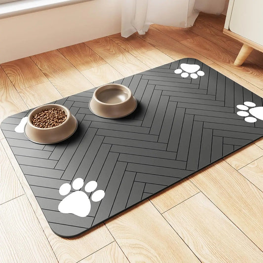 Alfombrilla de alimentación para mascotas: mantel absorbente para cuencos de comida y agua, con respaldo de goma impermeable, alfombrilla de agua de secado rápido para perros y gatos