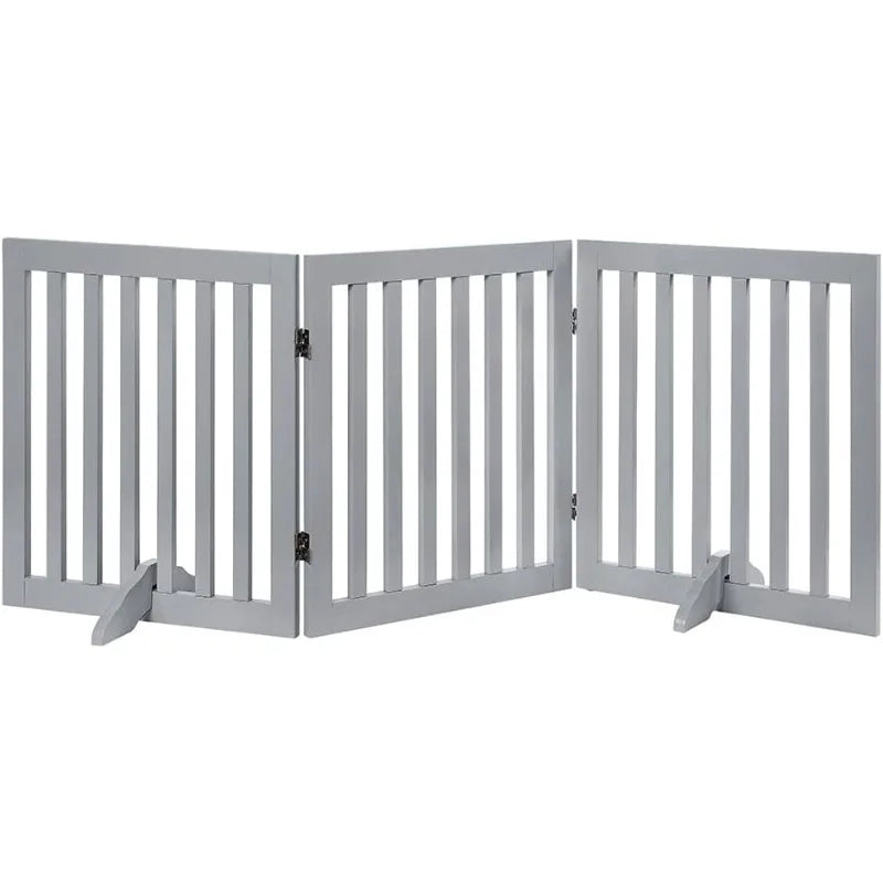 36”H Free Standing Pet Gate for Dog Cat Baby, Tall Wooden Dog Gates for Doorway, Stairs, Foldable Pet Fence for The House