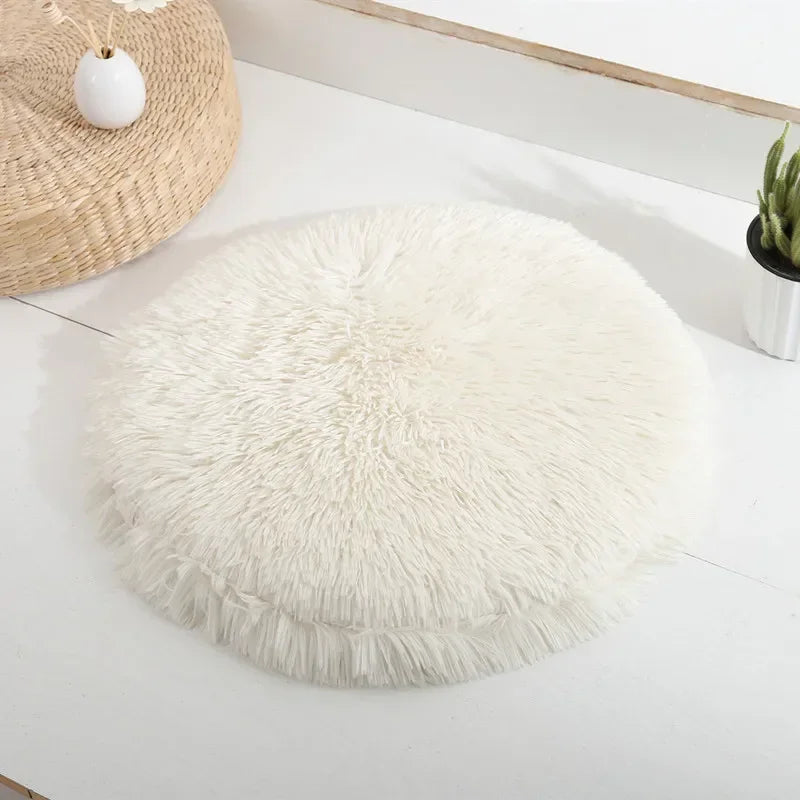 Plush Cat Bed Mats Round Pet Bed for Cats Small Dogs Soft Fleece Pet Sleeping Mat Kitten Puppy Nest Pet Cushion Cat Accessories