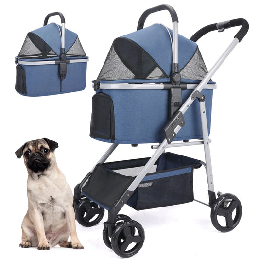 Wedyvko Pet Stroller,Foldable Pet Travel Carrier for Small/Medium Dogs Cats up to 48 lbs,Detachble Portable Pet Bag,애완견 유모차