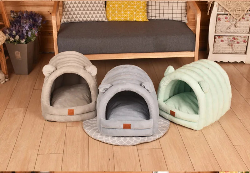 Super Soft Dog Round Cat Deep Sleep Comfort In Winter Warm Sleeping Tent Cozy Cave Mat Portable Indoor Cat Bed for Cats