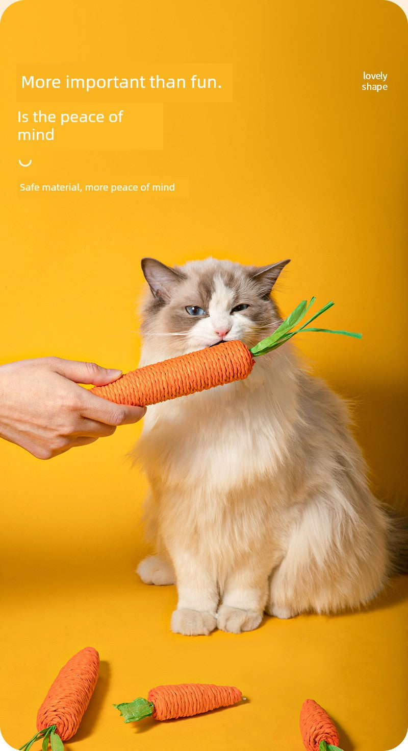 Cute Sound Carrot Grinding Claw Relieving Stuffy Cat Toy